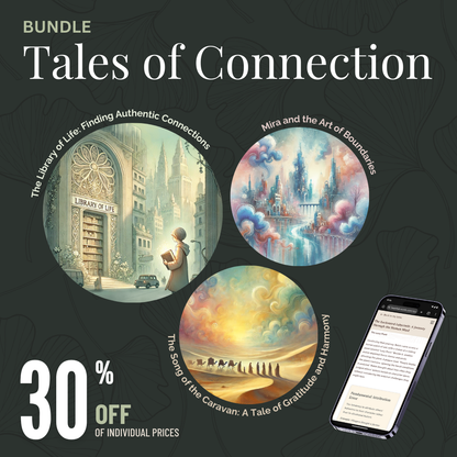 A promotional image presenting the illustrations of all three tales included in the bundle, with a 30% off mention